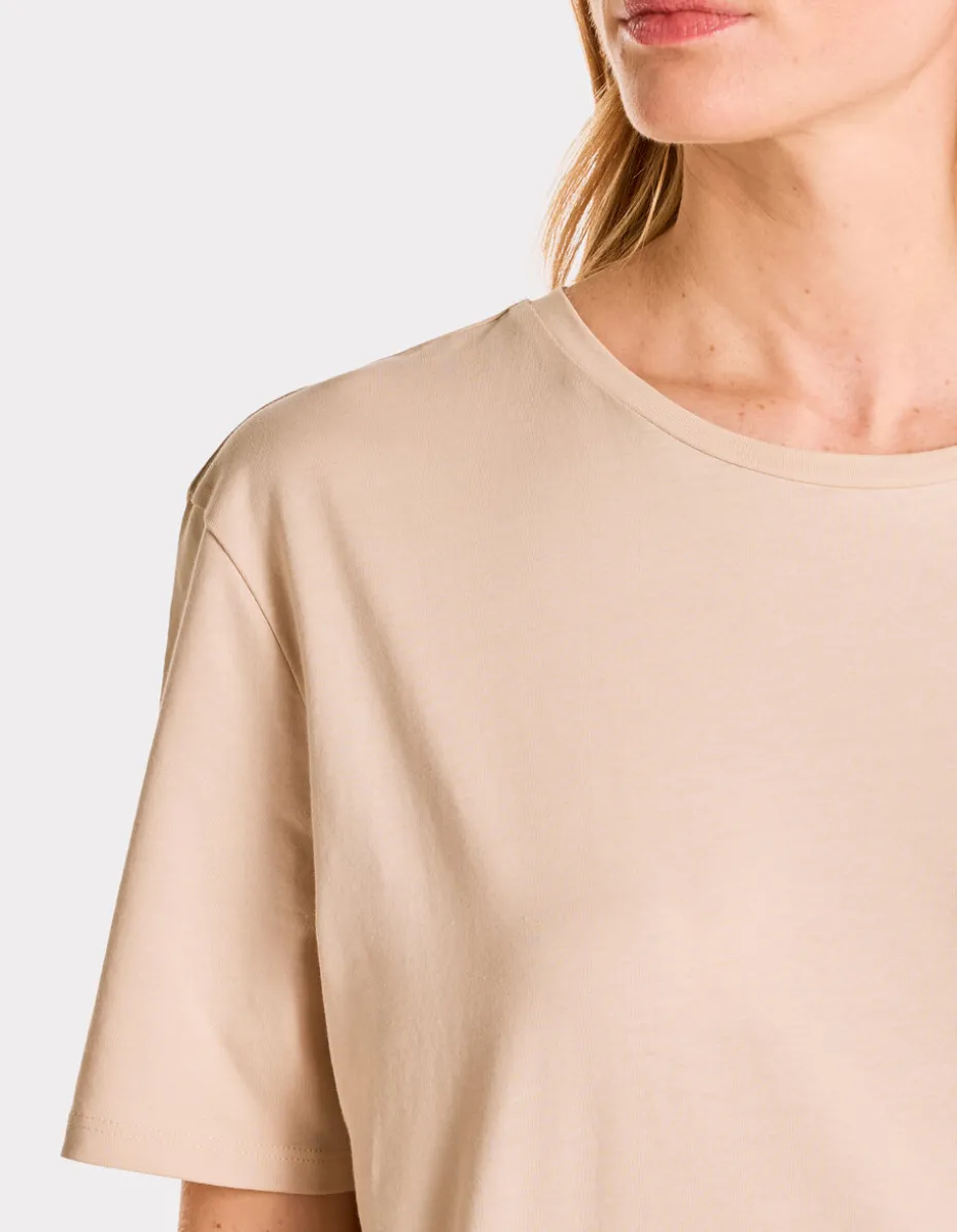 T-shirt met ronde hals van biologisch katoen - zeeblauw