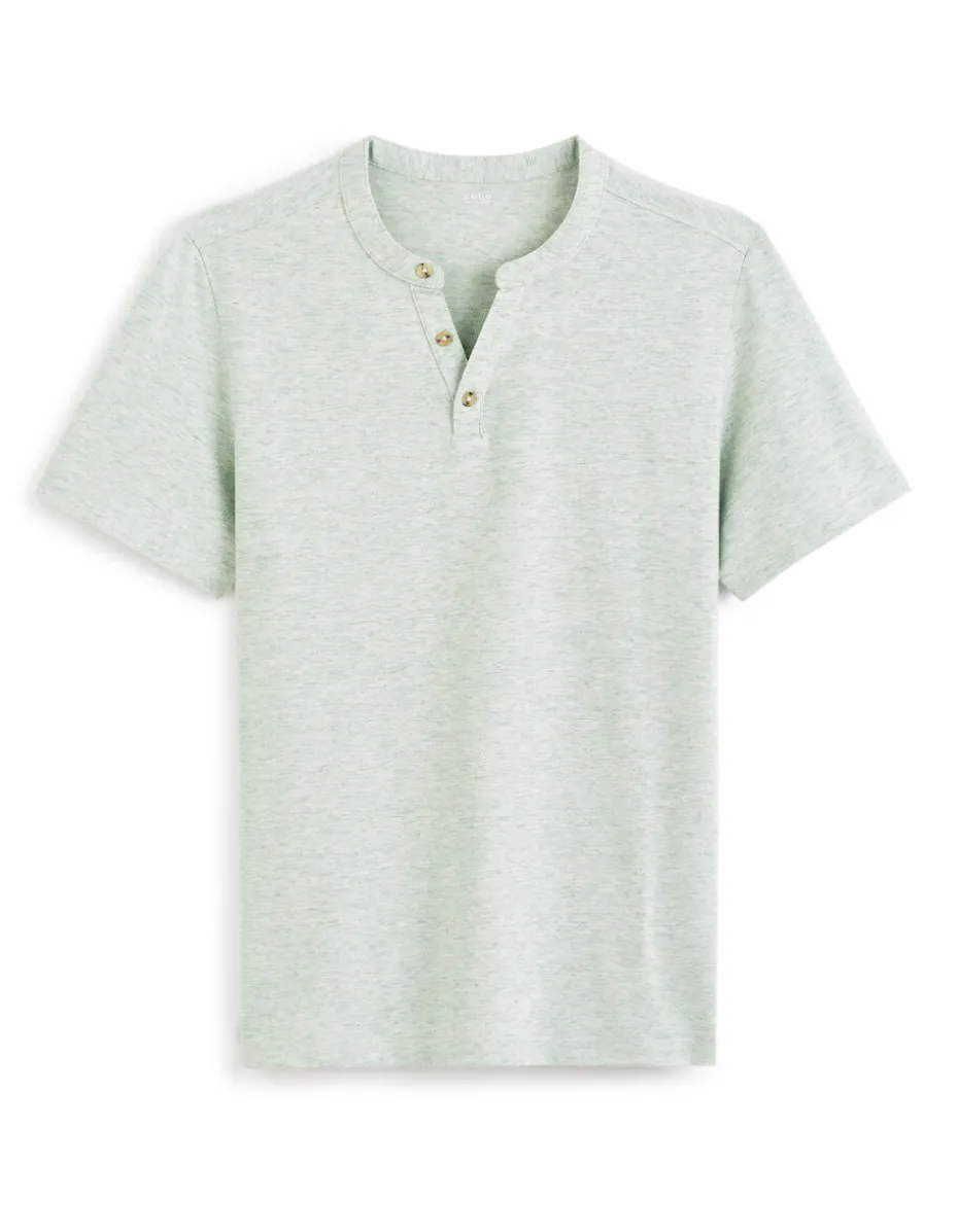 T-shirt met Tunesische kraag - groen