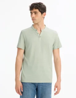 T-shirt met Tunesische kraag - groen