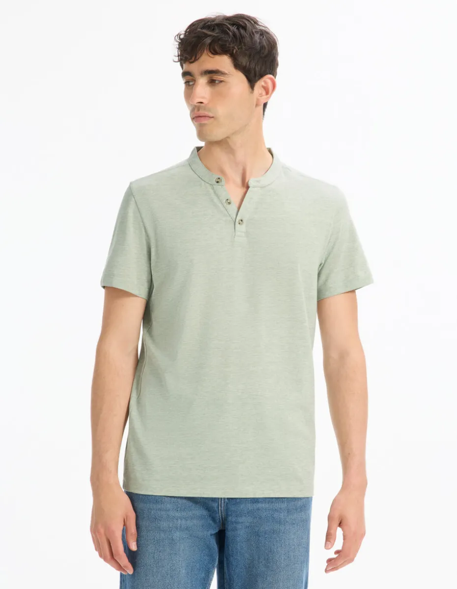 T-shirt met Tunesische kraag - groen