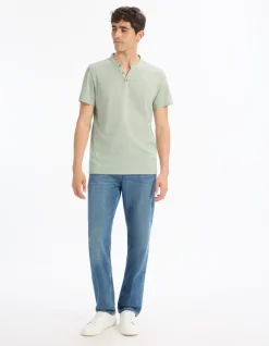 T-shirt met Tunesische kraag - groen