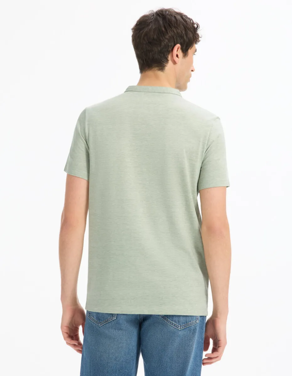T-shirt met Tunesische kraag - groen