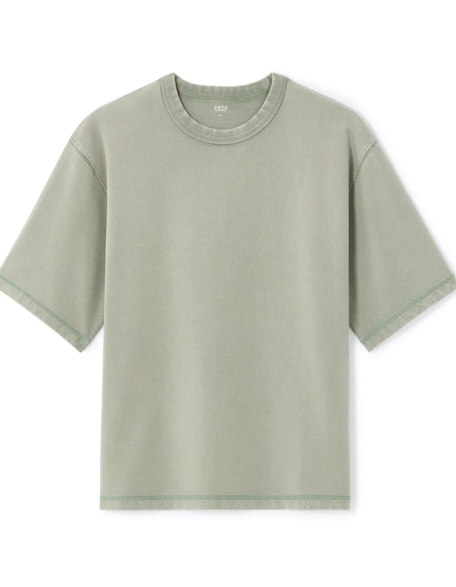T-shirt oversize ronde hals 100% katoen - kaki
