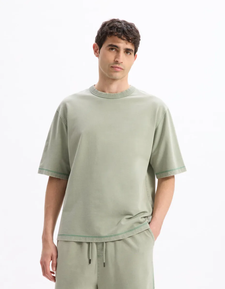 T-shirt oversize ronde hals 100% katoen - kaki