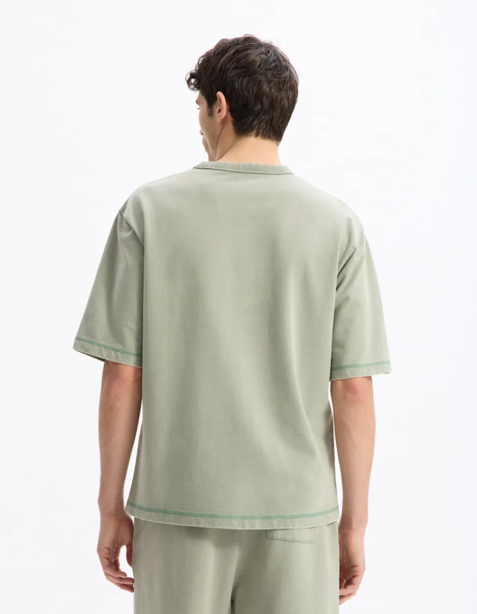 T-shirt oversize ronde hals 100% katoen - kaki