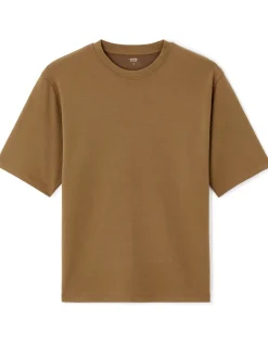 T-shirt oversize ronde hals gemengde katoen - café