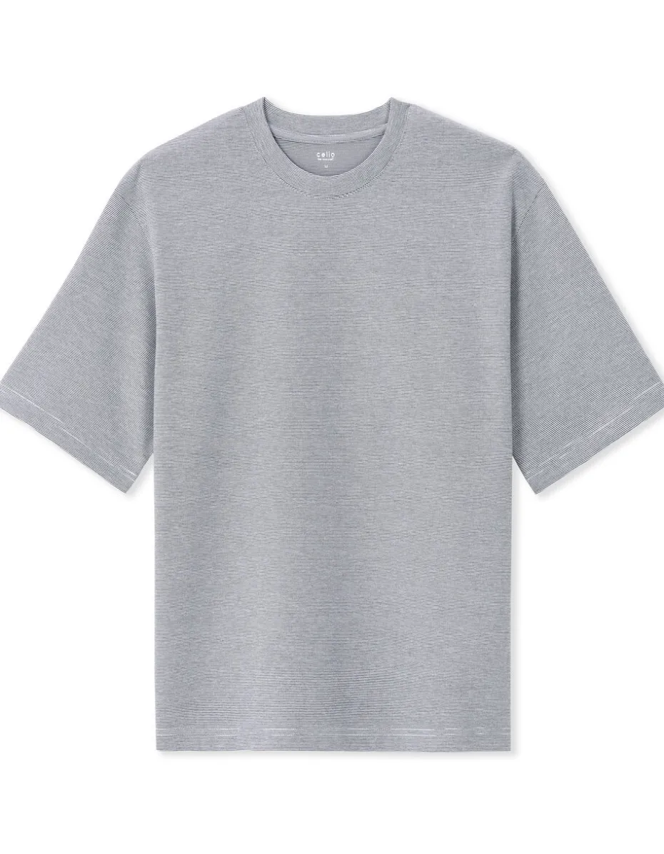 T-shirt oversize ronde hals gemengde katoen - marine