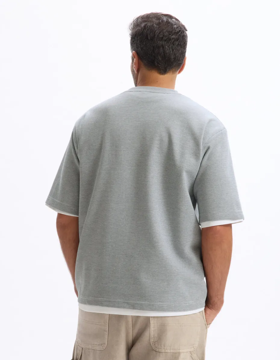 T-shirt oversize ronde hals gemengde katoen - marine