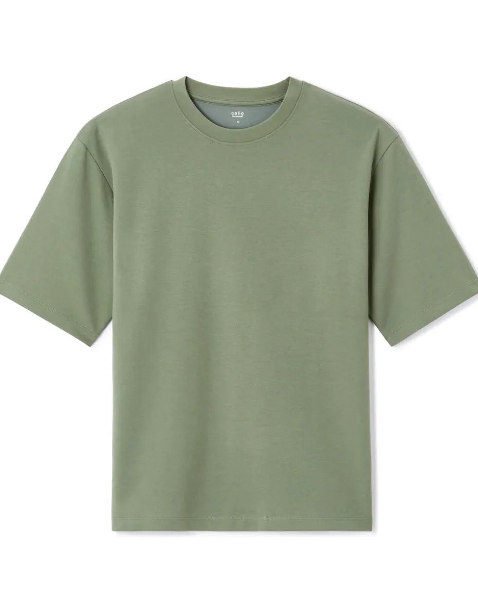 T-shirt oversize ronde hals gemengde katoen - groen