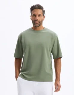 T-shirt oversize ronde hals gemengde katoen - groen