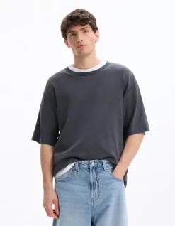 T-shirt oversize ronde hals - zwart