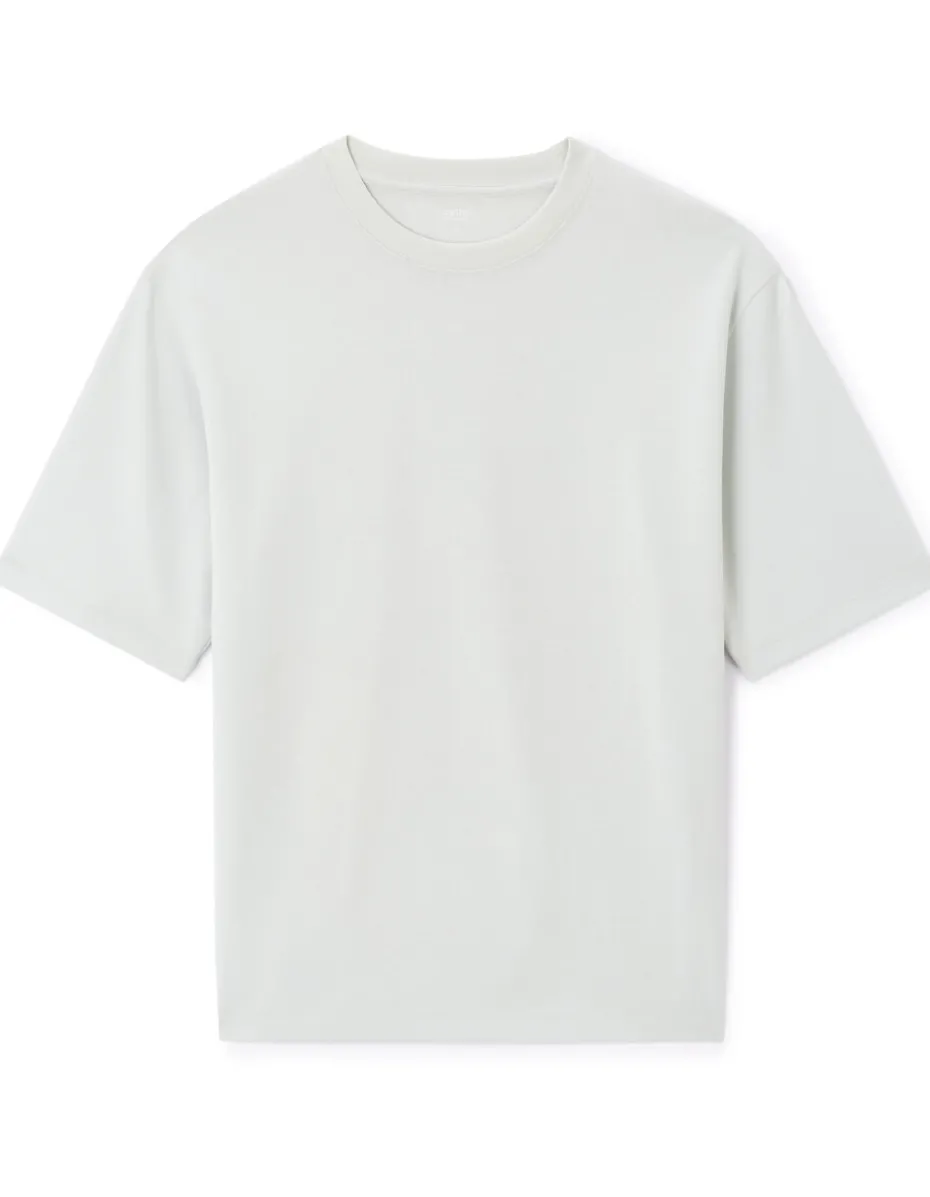 T-shirt oversize ronde hals gemengd katoen - blauw