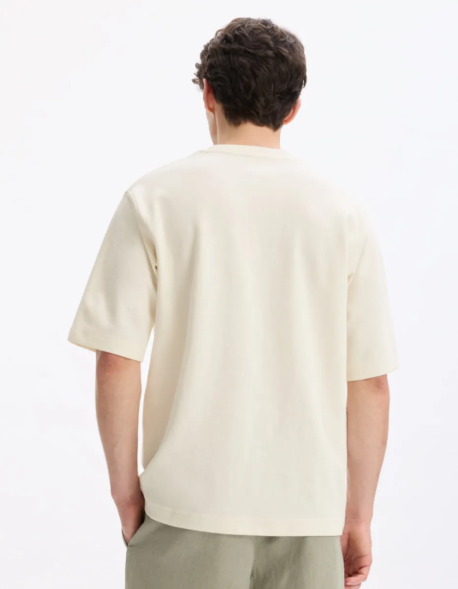 T-shirt oversized ronde hals - beige