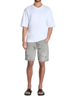 T-shirt oversized V-hals gemengd katoen - wit