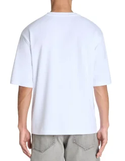 T-shirt oversized V-hals gemengd katoen - wit