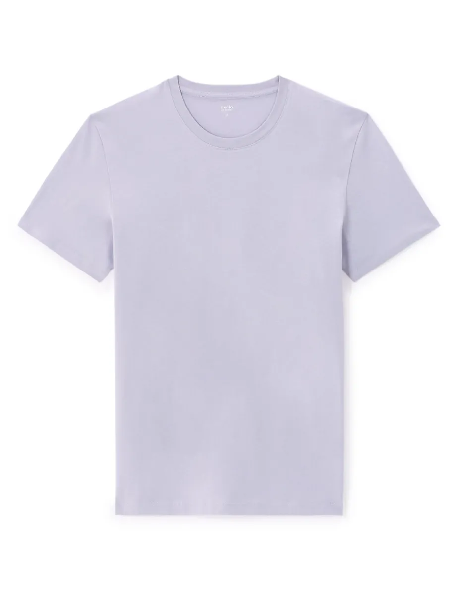 T-shirt recht col rond 100% katoen - lavande