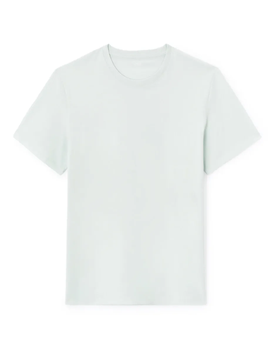T-shirt recht col rond 100% katoen - bleu vert