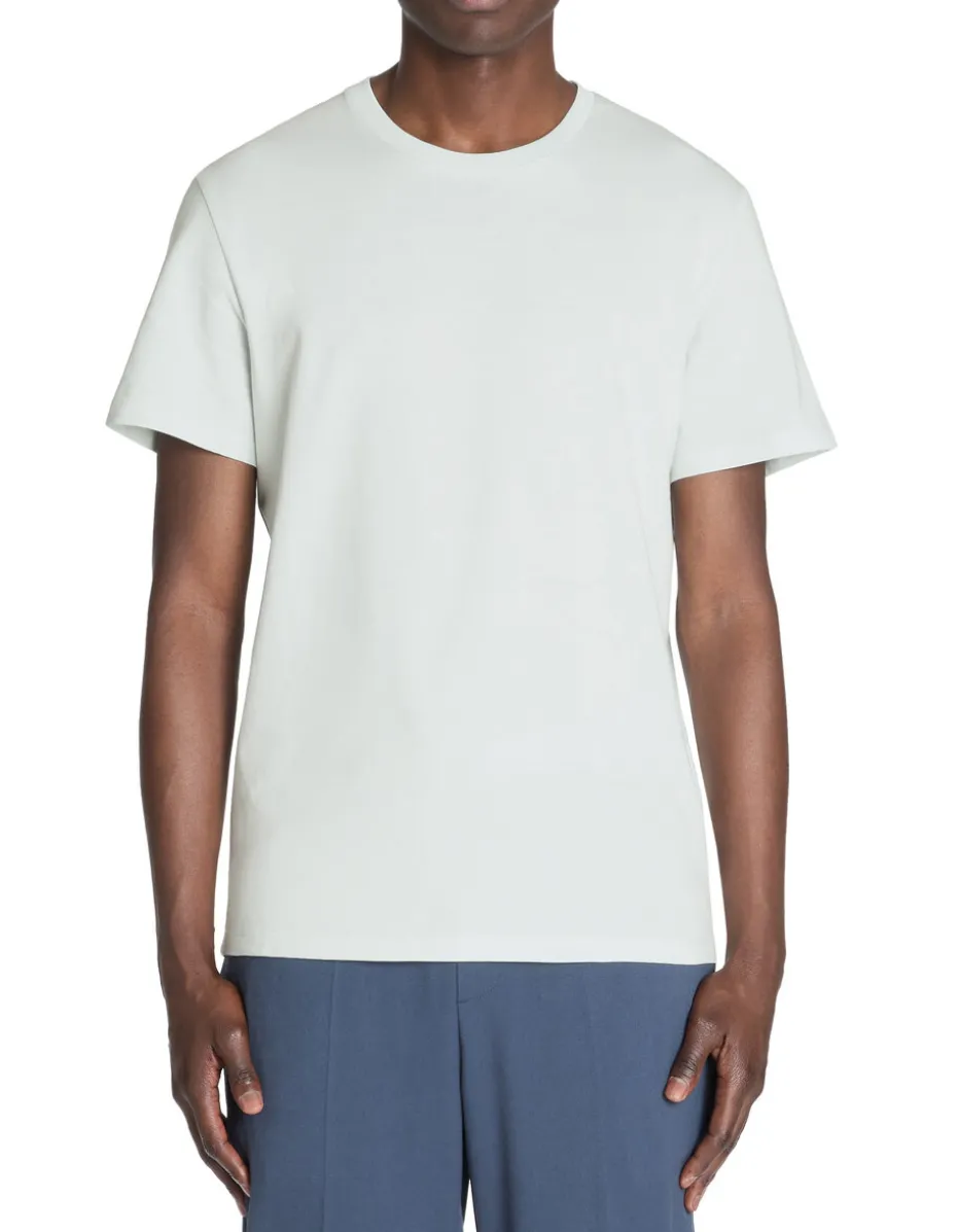 T-shirt recht col rond 100% katoen - bleu vert