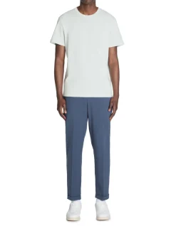 T-shirt recht col rond 100% katoen - bleu vert