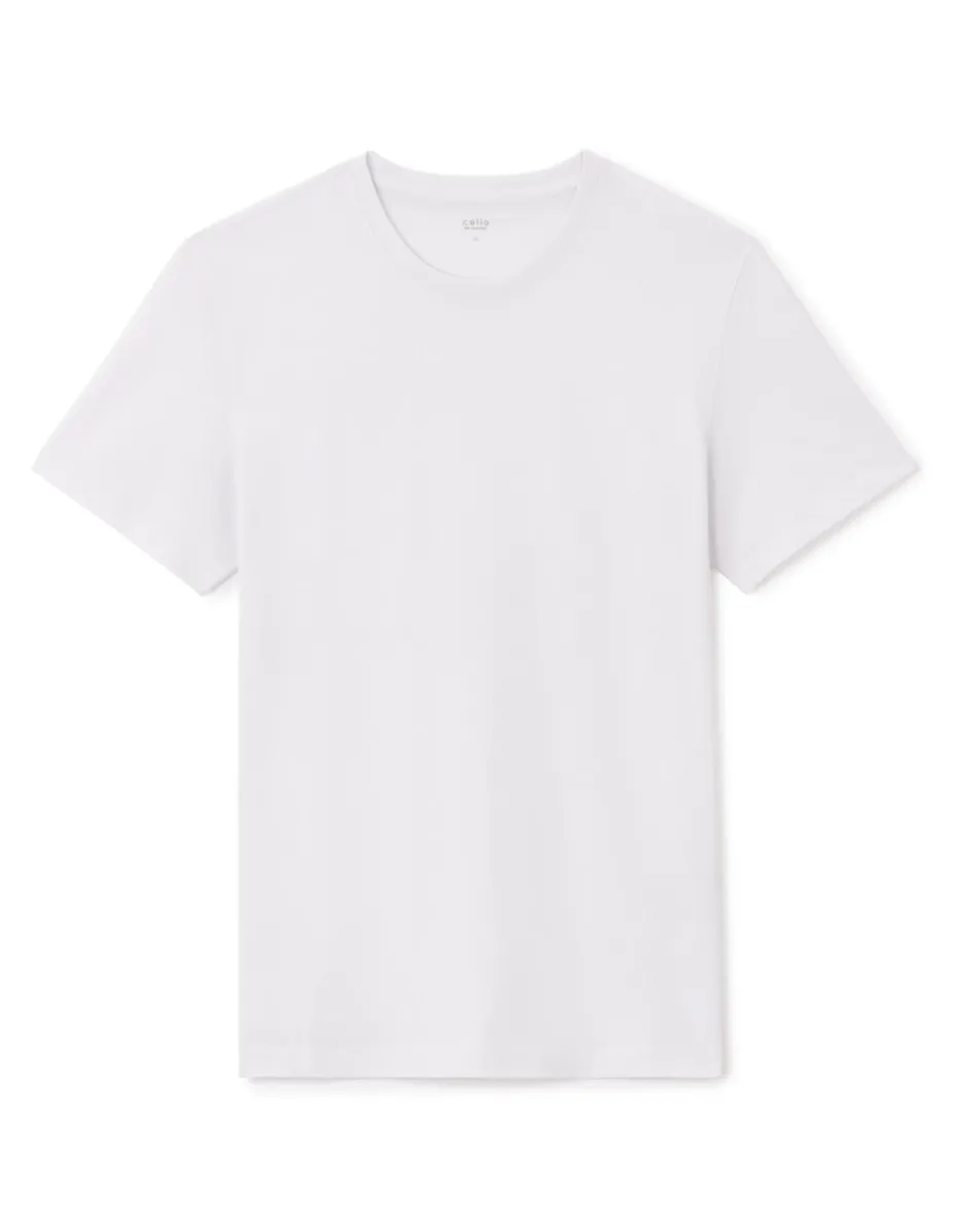 T-shirt recht col rond 100% katoen + lang - blanc