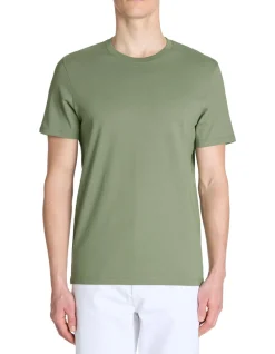T-shirt recht col rond 100% koton - kaki clair