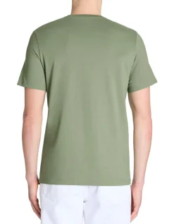 T-shirt recht col rond 100% koton - kaki clair