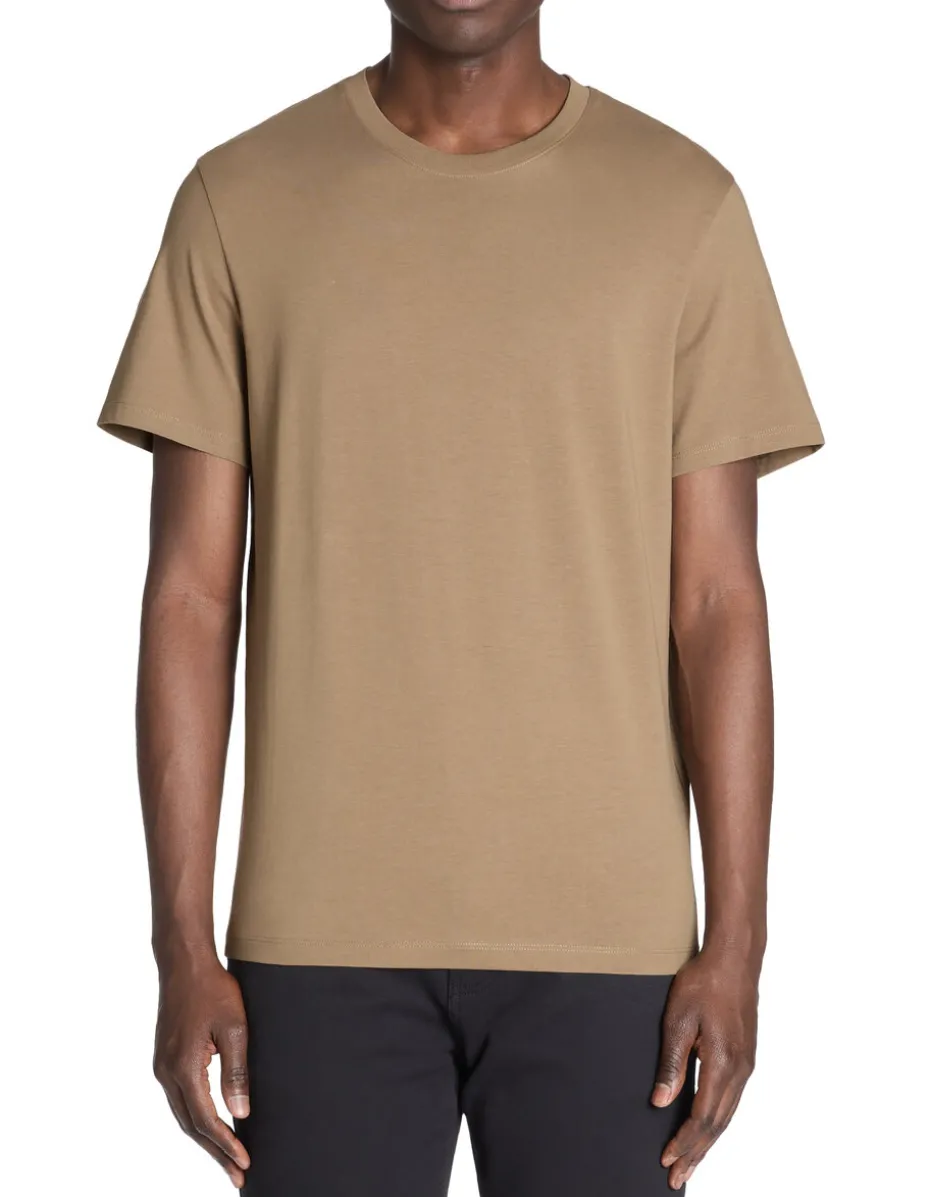 T-shirt recht col rond 100% koton - taupe