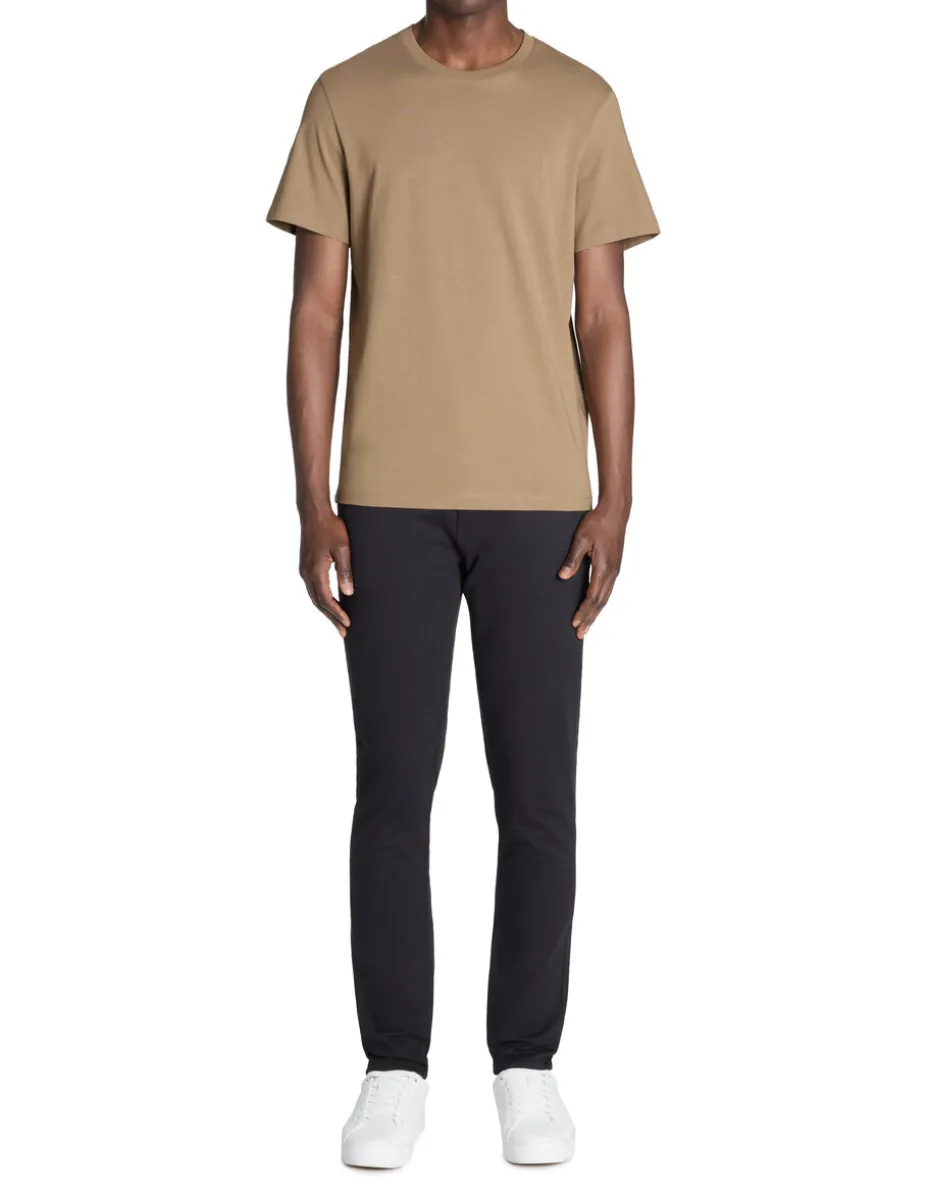T-shirt recht col rond 100% koton - taupe