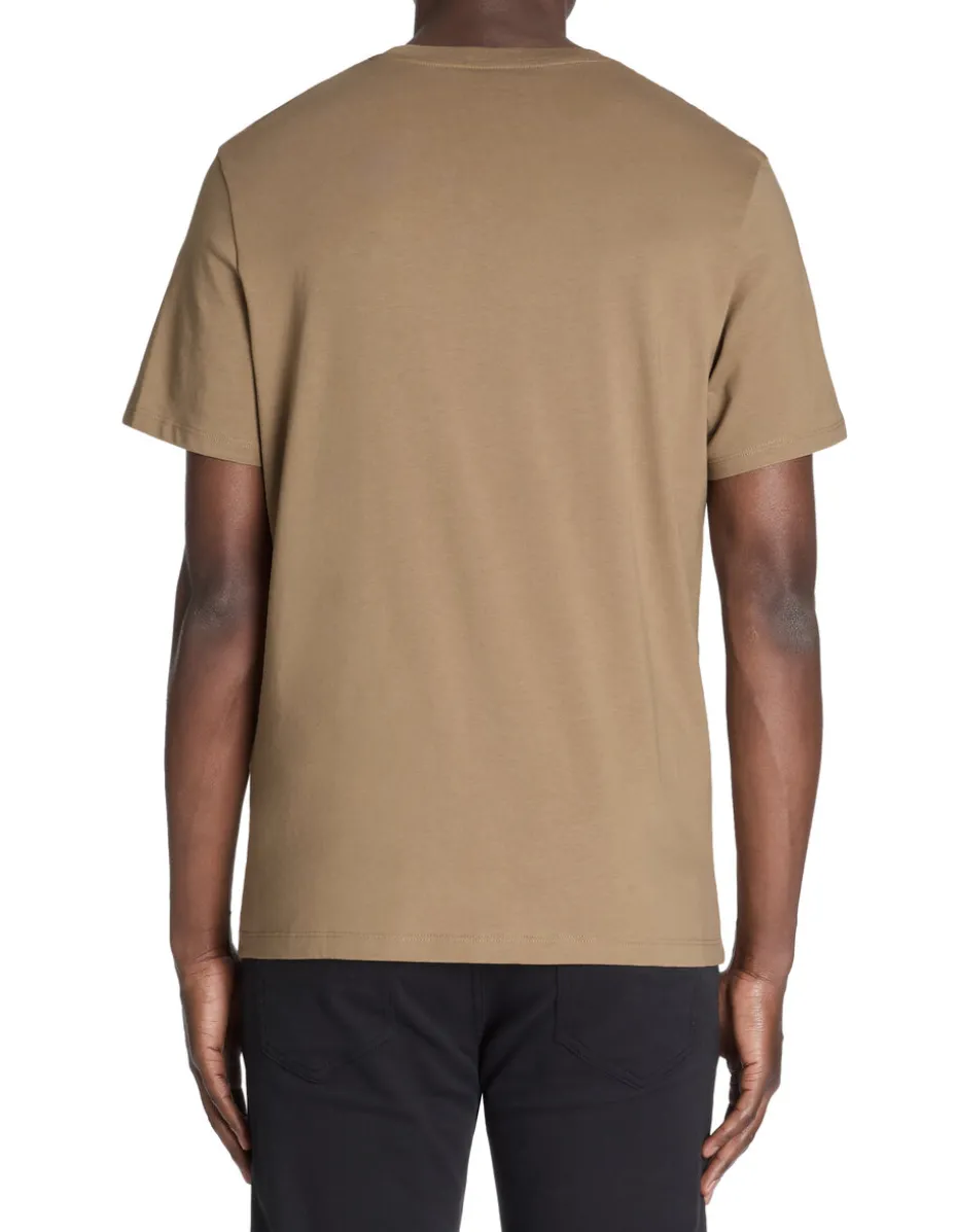 T-shirt recht col rond 100% koton - taupe