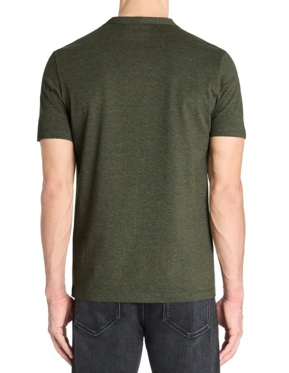 T-shirt rechte col tunisien - kaki