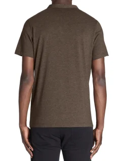 T-shirt rechte col tunisien - bruin