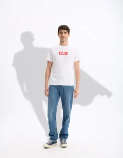 T-shirt rechte ronde hals 100% katoen - wit