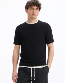 T-shirt rechte ronde hals 100% katoen - zwart