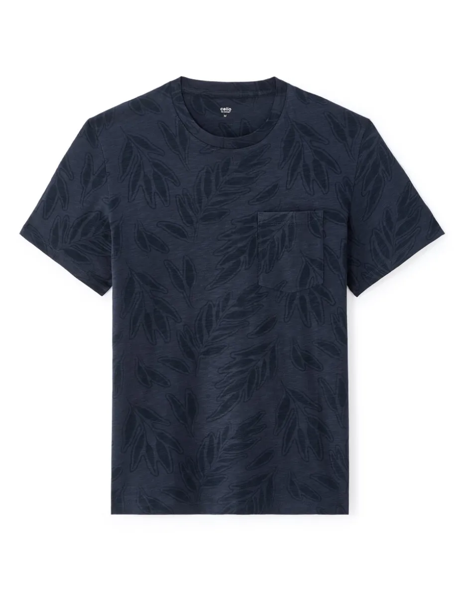 T-shirt rechte ronde hals 100% katoen - marine