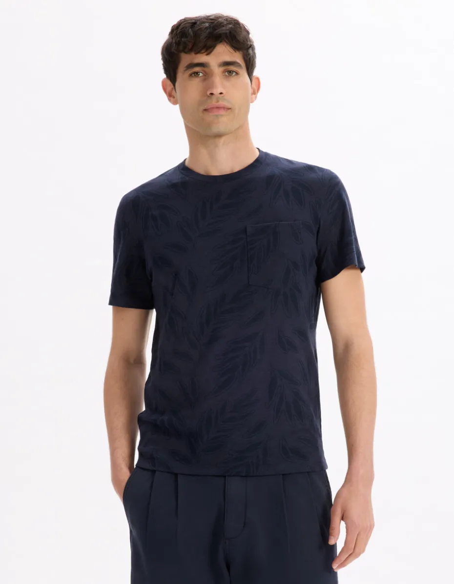 T-shirt rechte ronde hals 100% katoen - marine