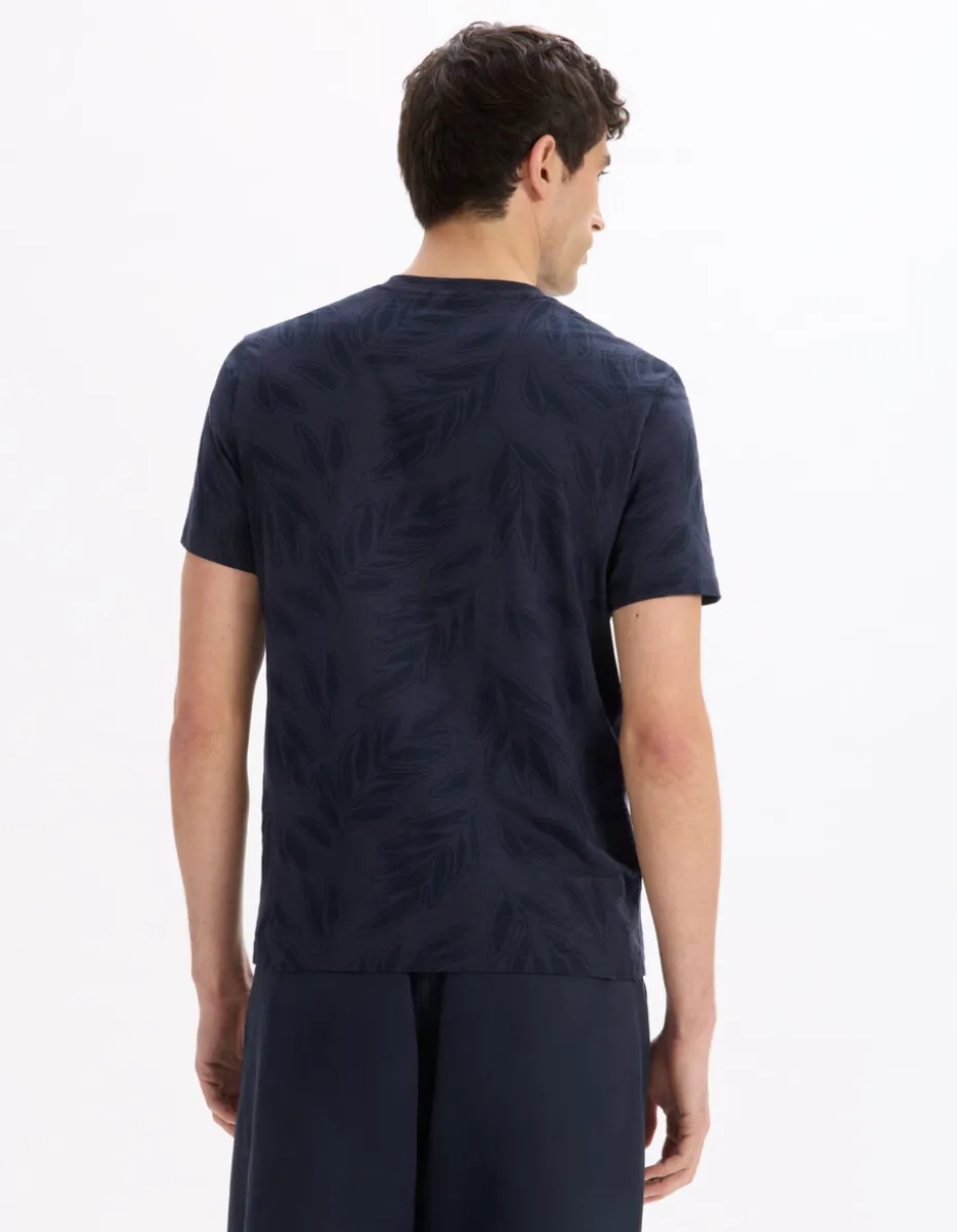 T-shirt rechte ronde hals 100% katoen - marine