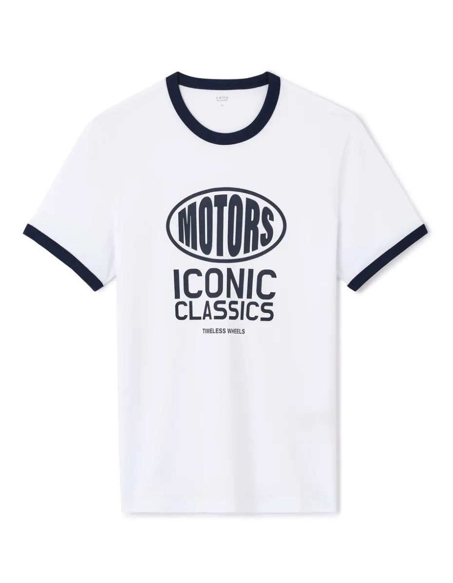 T-shirt rechte ronde hals 100% katoen - wit