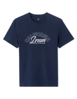 T-shirt rechte ronde hals 100% katoen - marine