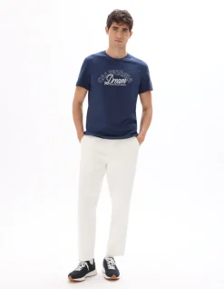 T-shirt rechte ronde hals 100% katoen - marine