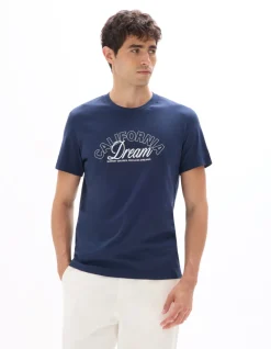 T-shirt rechte ronde hals 100% katoen - marine
