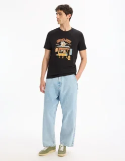 T-shirt rechte ronde hals 100% katoen - zwart