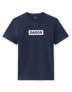 T-shirt rechte ronde hals 100% katoen - marine
