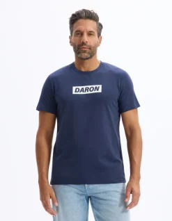T-shirt rechte ronde hals 100% katoen - marine