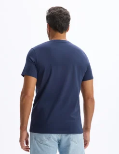 T-shirt rechte ronde hals 100% katoen - marine