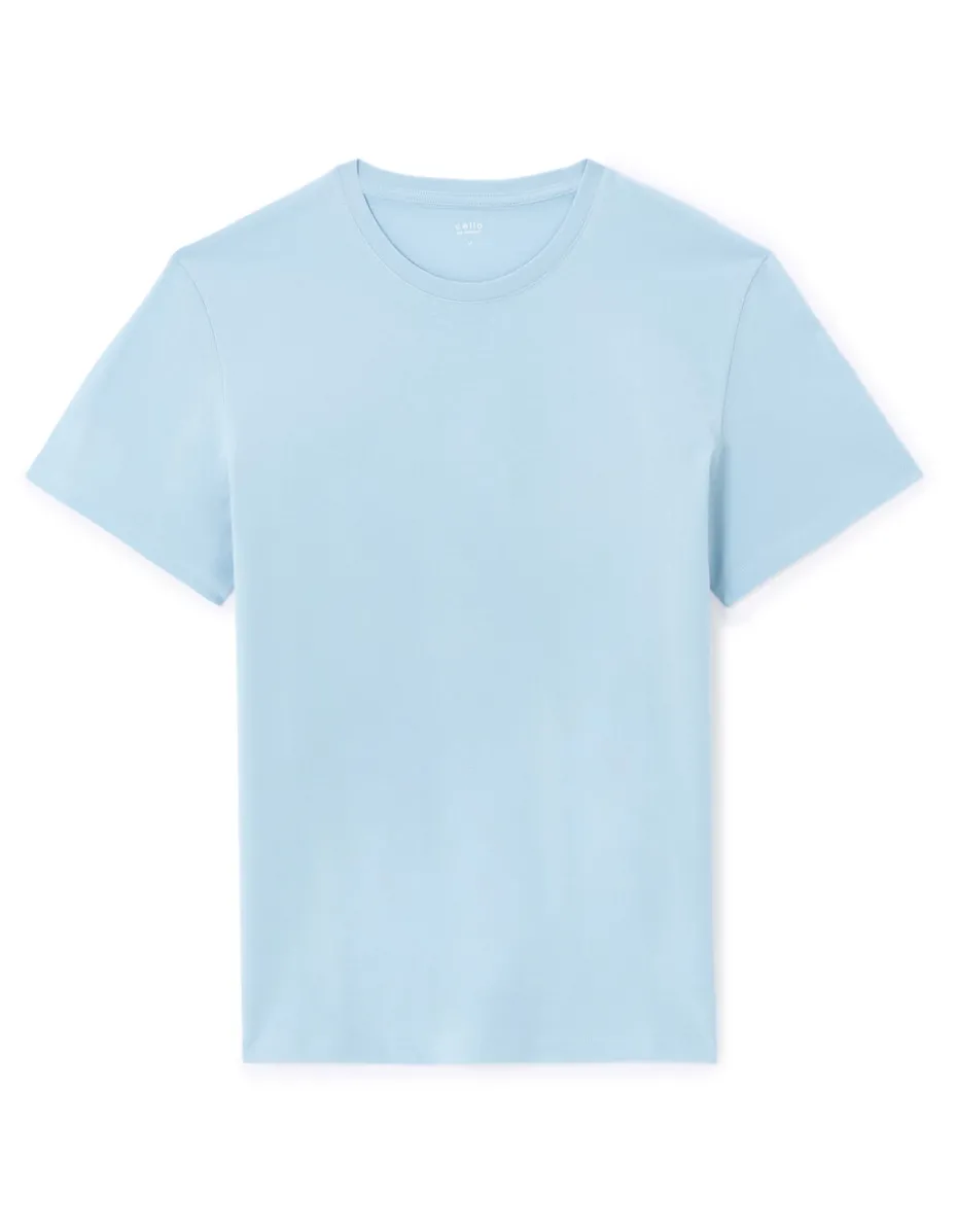 T-shirt regular col rond 100% coton - bleu clair