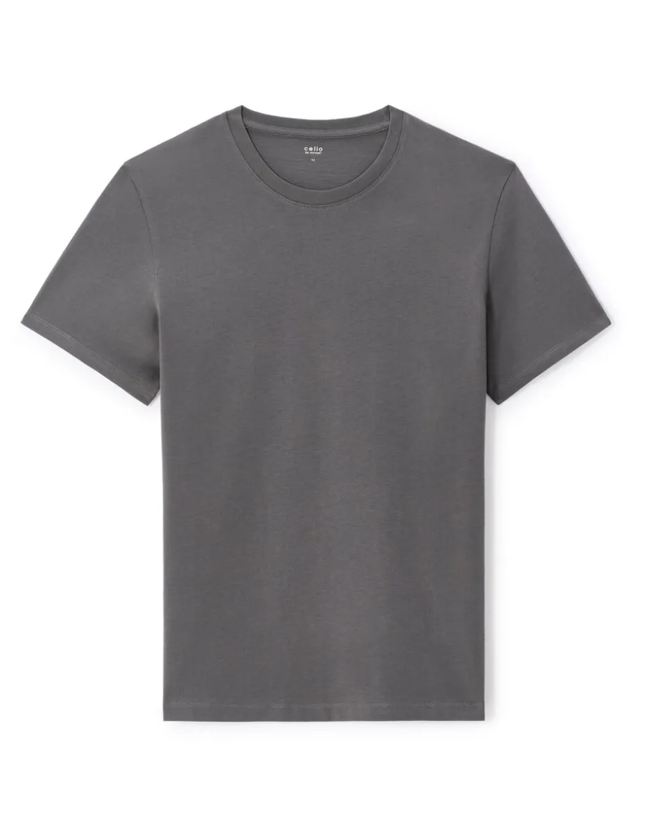 T-shirt regular col rond 100% katoen - gris