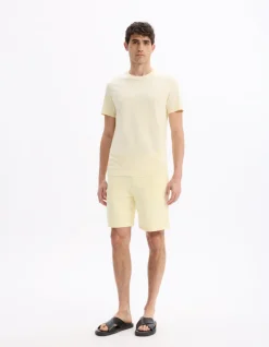 T-shirt regular col rond 100% katoen - jaune