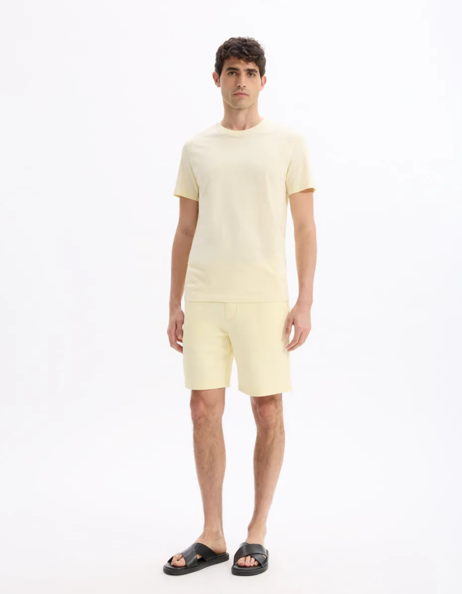 T-shirt regular col rond 100% katoen - jaune