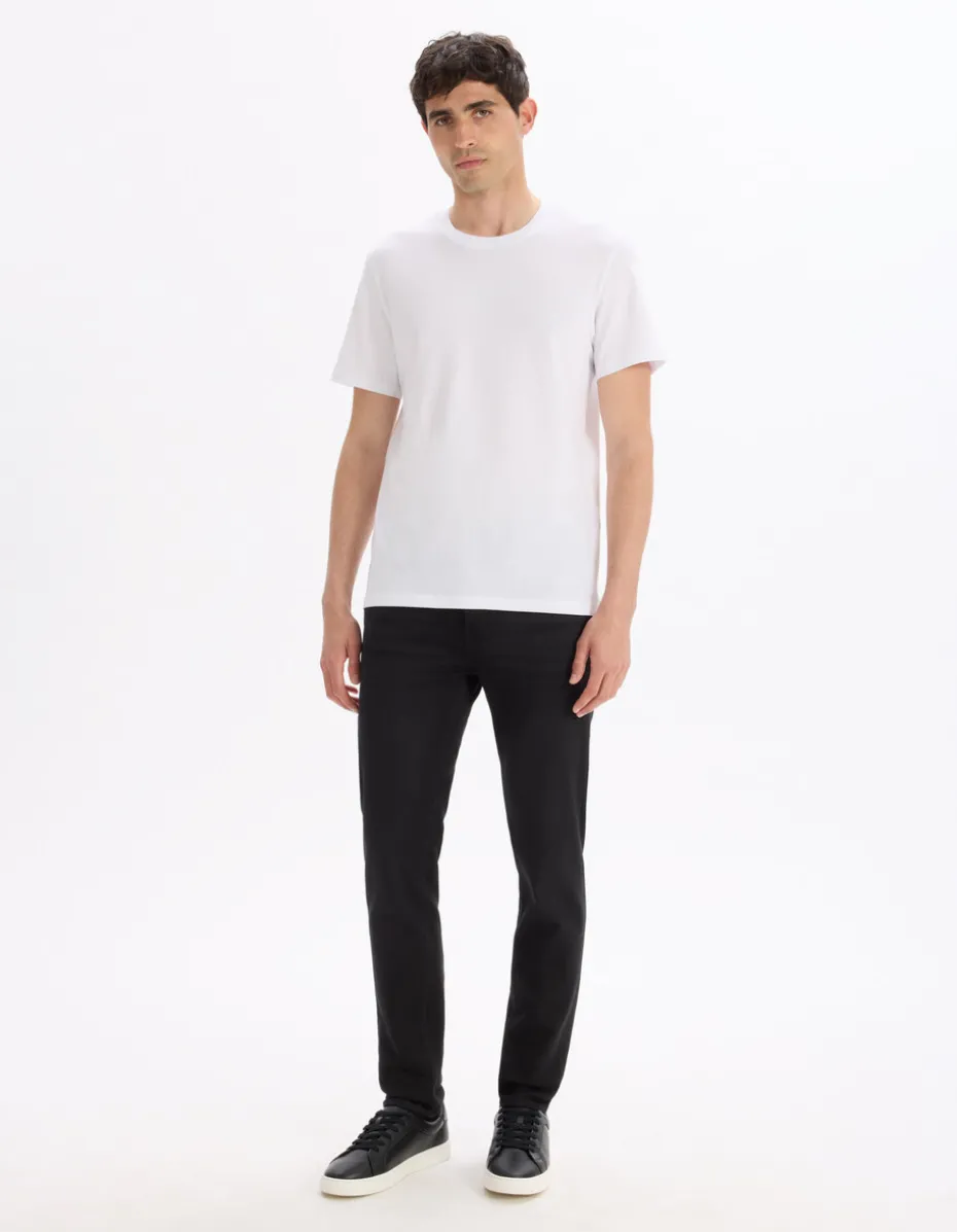 T-shirt regular col rond 100% coton - blanc