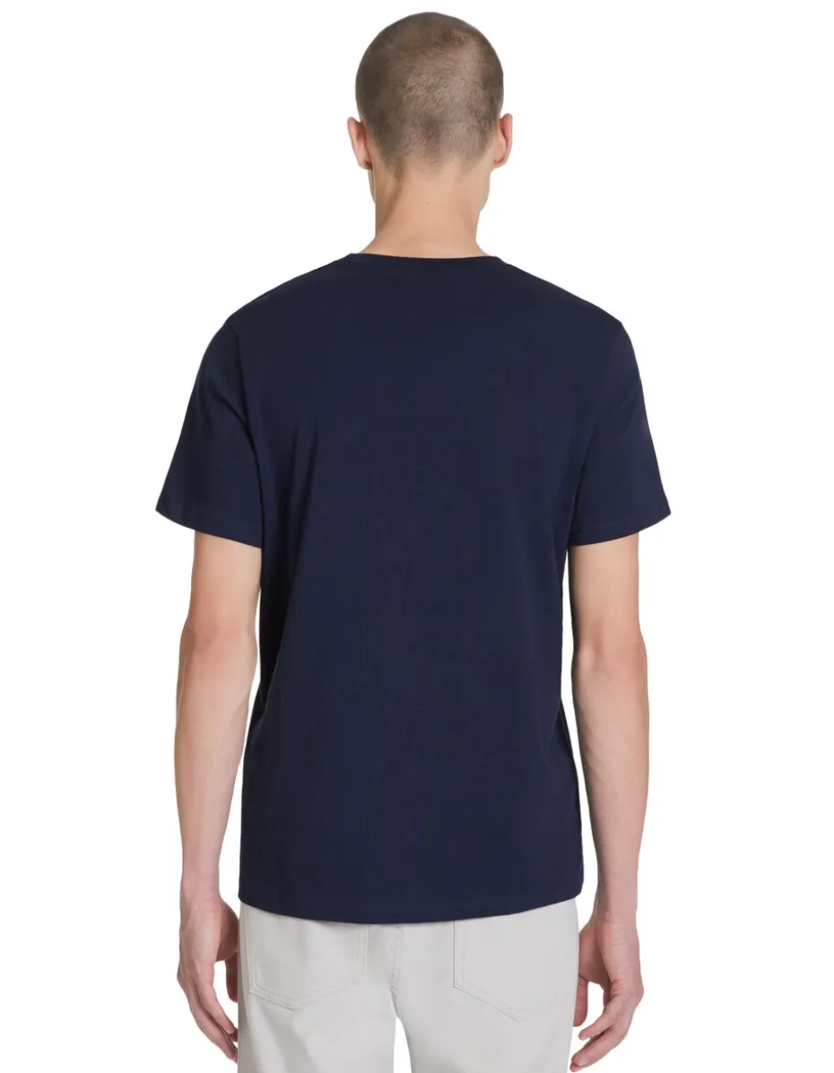 T-shirt regular col rond 100% coton - marine foncé
